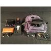 Image 1 : LOT OF ASSORTED VERSACE BAG, COLOGNE, BOTTLE STOPPER & ASSORTED DESIGNER SUNGLASSES