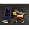 Image 1 : LOT OF ASSORTED COLLECTABLES & SUNGLASSES: SWAROVSKI, BUSHNELL SCOPE, BINOCULARS & MORE