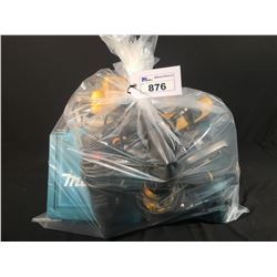 BAG OF ASSORTED POWER TOOLS: GRINDER, DRILLS, JIG SAW & MORE