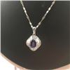 Image 3 : ONE 18KT WHITE GOLD NATURAL BLUE SAPPHIRE & DIAMOND  PENDANT SET WITH 1 OVAL MIXED CUT NATURAL