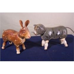 Schoenhut cat and rabbit