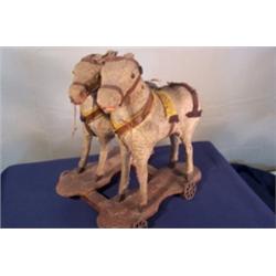 Vintage horse team pull toy