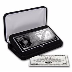 4 oz .999 Pure Silver Bar - 2017 $100 Bill (W/Box & COA)