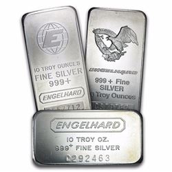 10 oz  .999 Pure Silver Bar - Engelhard