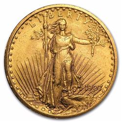 1907 $20 Saint-Gaudens Gold Double Eagle BU