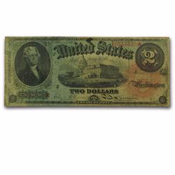 RARE 1869 $2.00 Legal Tender "Rainbow" VF