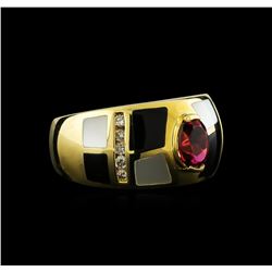 0.81 ctw Tourmaline and Diamond Ring - 14KT Yellow Gold