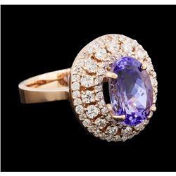 3.75 ctw Tanzanite and Diamond Ring - 14KT Rose Gold