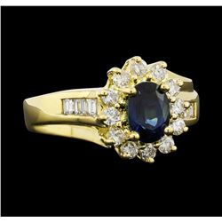 0.50 ctw Sapphire and Diamond Ring - 18KT Yellow Gold