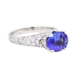 2.67 ctw Tanzanite And Diamond Ring - 18KT White Gold