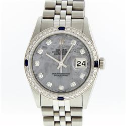 Rolex Stainless Steel Meteorite Diamond Sapphire DateJust Men's Watch