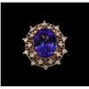 Image 2 : 15.76 ctw Tanzanite and Diamond Ring - 14KT Rose Gold