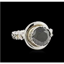 14KT White Gold 3.49 ctw Black Diamond Ring