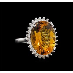 14KT White Gold 12.00 ctw Citrine and Diamond Ring