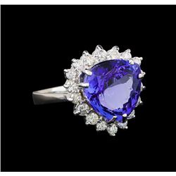 14KT White Gold 6.78 ctw Tanzanite and Diamond Ring