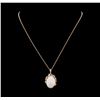 Image 1 : 19.56 ctw Opal and Diamond Pendant With Chain - 14KT Rose Gold