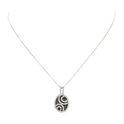 0.90 ctw Black and White Diamond Pendant & Chain - 14KT White Gold