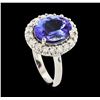 Image 4 : 3.96 ctw Tanzanite and Diamond Ring - 14KT White Gold
