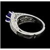Image 3 : 1.40 ctw Blue Sapphire And Diamond Ring - 18KT White Gold