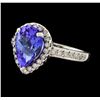 3.07 ctw Tanzanite and Diamond Ring - 14KT White Gold