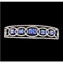 5.03 ctw Tanzanite and Diamond Bracelet - 14KT White Gold