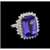 15.75 ctw Tanzanite and Diamond Ring - 14KT White Gold