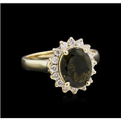 2.63 ctw Green Tourmaline and Diamond Ring - 14KT Yellow Gold