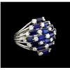 5.00 ctw Sapphire and Diamond Ring - 14KT White Gold