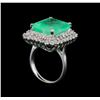 Image 4 : GIA Cert 13.45 ctw Emerald and Diamond Ring - 14KT White Gold
