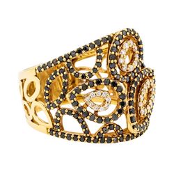 1.09 ctw Black and White Diamond Ring - 18KT Yellow Gold