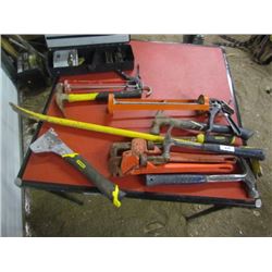 Lot of Hammers,PryBar,Pipe Wrencher