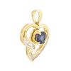 Image 2 : 18KT Yellow Gold 0.58 ctw Sapphire and Diamond Heart Pendant