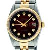 Image 1 : Rolex Mens 36mm Two Tone Yellow Gold Red Vignette Diamond DateJust Wristwatch