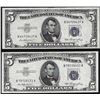 Image 1 : Lot of (2) 1953 $5 Silver Certificate Notes