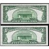 Image 2 : Lot of (2) 1953 $5 Silver Certificate Notes