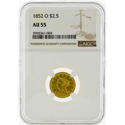 1852-O $2 1/2 Liberty Head Quarter Eagle Gold Coin NGC AU55