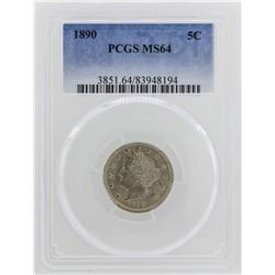 1890 Liberty V Nickel Coin PCGS MS64