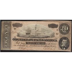 1864 $20 Confederate States of America Note