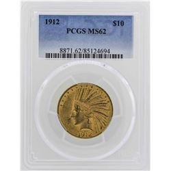 1912 $10 Indian Head Eagle Gold Coin PCGS MS62