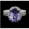 Image 1 : 14KT White Gold 3.29 ctw Tanzanite and Diamond Ring