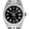 Image 2 : Rolex Mens 36mm Stainless Steel Black Diamond and Sapphire Datejust Wristwatch