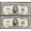 Image 1 : Lot of (2) 1953A $5 Legal Tender Notes