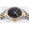 Image 2 : Rolex Mens Two Tone Black Tapestry Index Dial Datejust Wristwatch