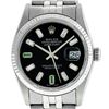 Image 1 : Rolex Mens 36mm Stainless Steel Black Diamond and Emerald  Datejust Wristwatch