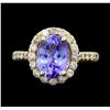 14KT Yellow Gold 3.50 ct. Tanzanite and Diamond Ring