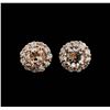 Image 1 : 14KT Rose Gold 0.86 ctw Morganite and Diamond Earrings