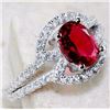 Image 1 : RUBY & WHITE TOPAZ 925 SOLID GENUINE STERLING SILVER RING (SIZE 8)