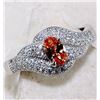 Image 2 : PADPARADSCHA SAPPHIRE & WHITE TOPAZ 925 SOLID STERLING SILVER RING (SIZE 9)