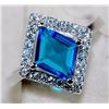 Image 1 : 1 CT AQUAMARINE & WHITE TOPAZ 925 SOLID GENUINE STERLING SILVER RING (SIZE 8)