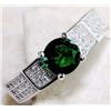 Image 2 : EMERALD QUARTZ & WHITE TOPAZ 925 SOLID GENUINE STERLING SILVER RING (SIZE 7)